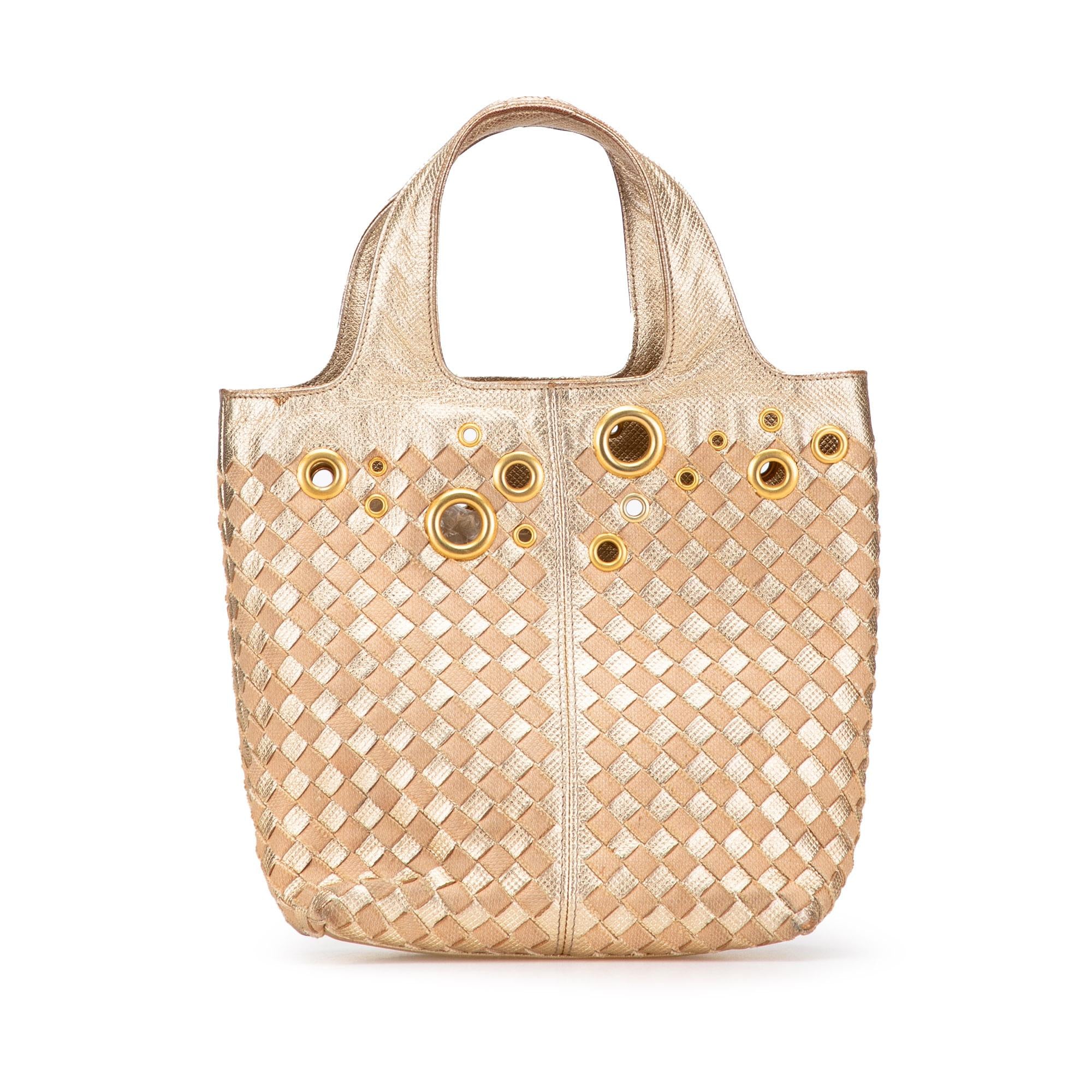 Bottega Veneta Calfskin Intrecciato Grommet Handbag