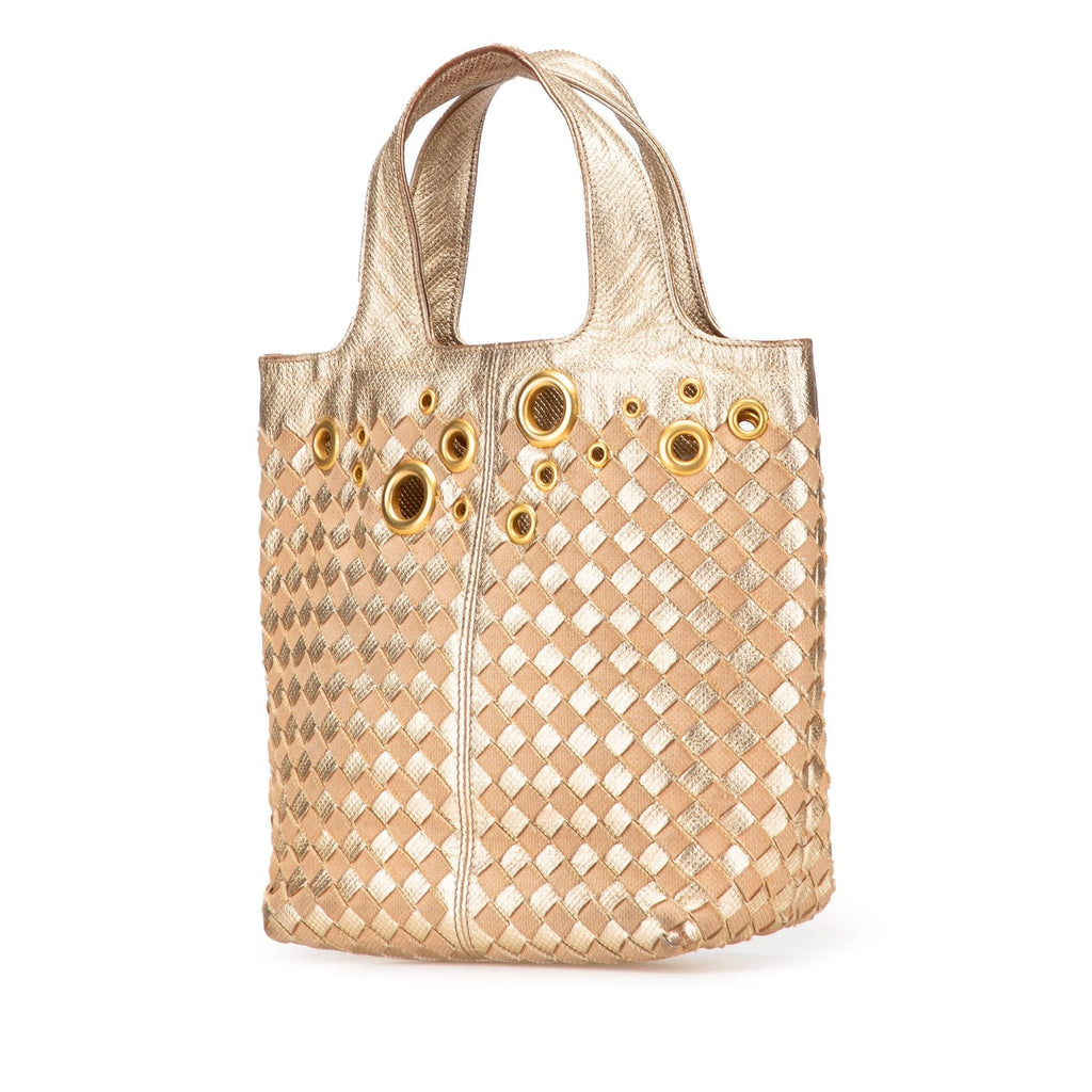 Bottega Veneta Calfskin Intrecciato Grommet Handbag