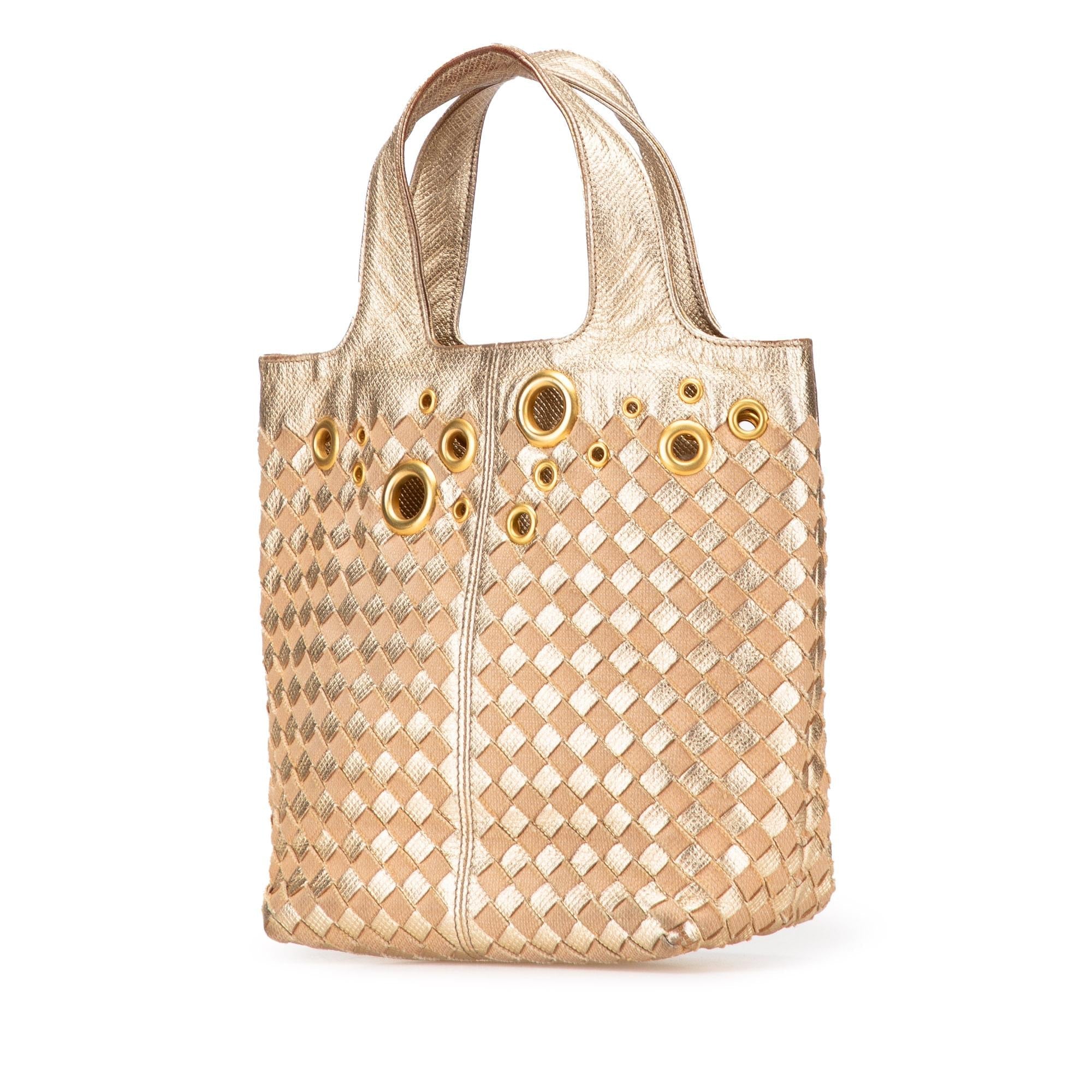 Bottega Veneta Calfskin Intrecciato Grommet Handbag