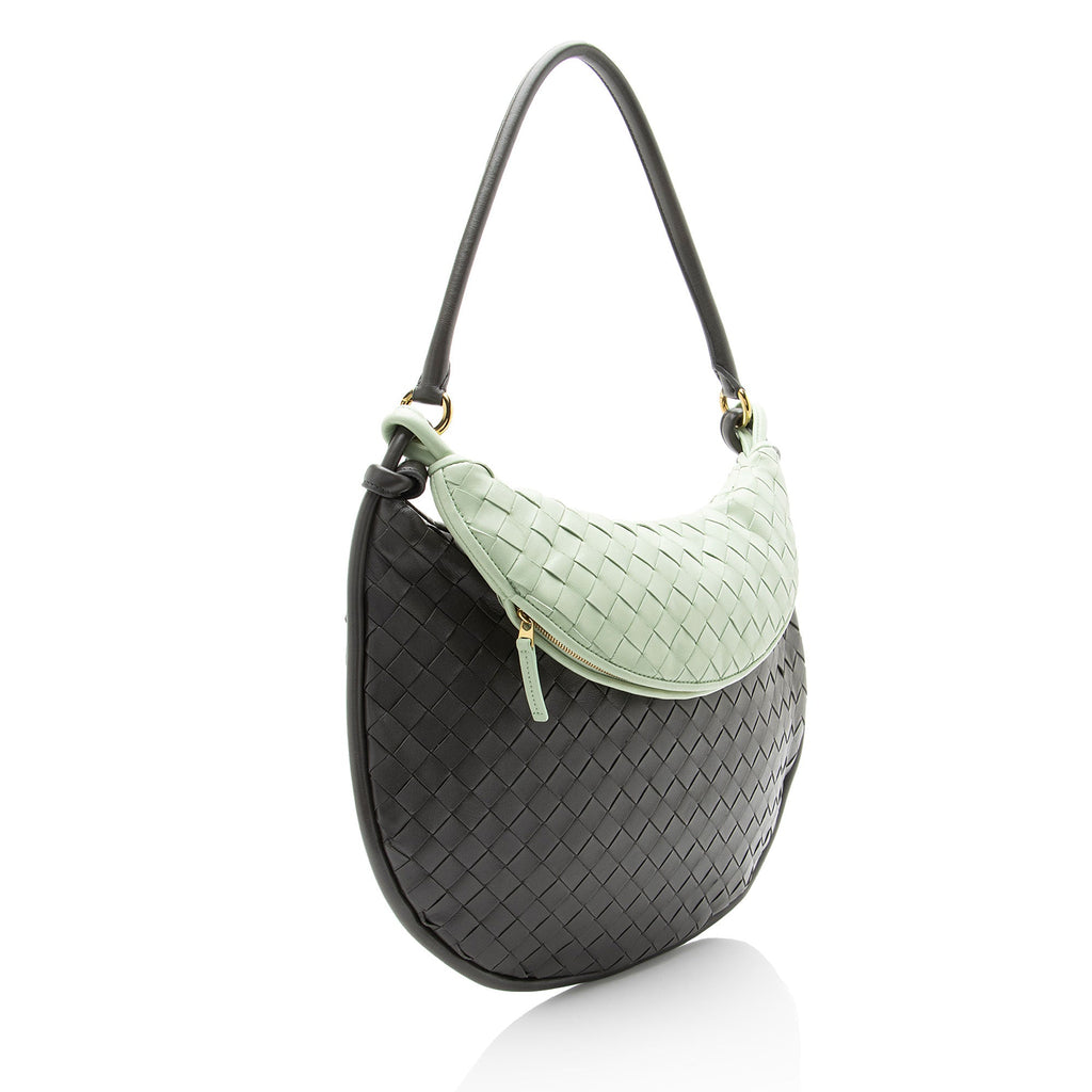 Bottega Veneta Intrecciato Leather Bicolor Gemelli Large Shoulder Bag