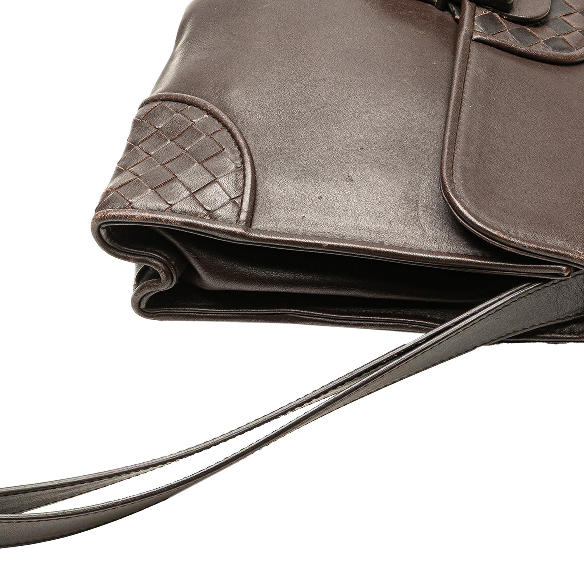 Bottega Veneta Intrecciato Trimmed Leather Clutch