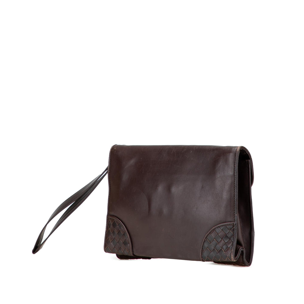 Bottega Veneta Intrecciato Trimmed Leather Clutch