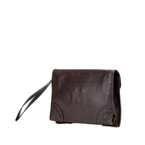 Bottega Veneta Intrecciato Trimmed Leather Clutch