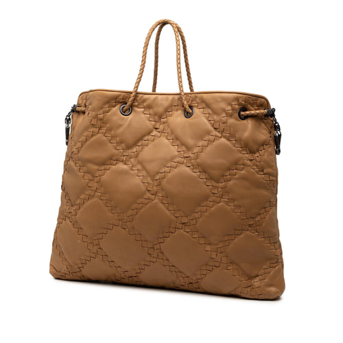 Bottega Veneta Intrecciato Trimmed Leather Croisette Drawstring Tote