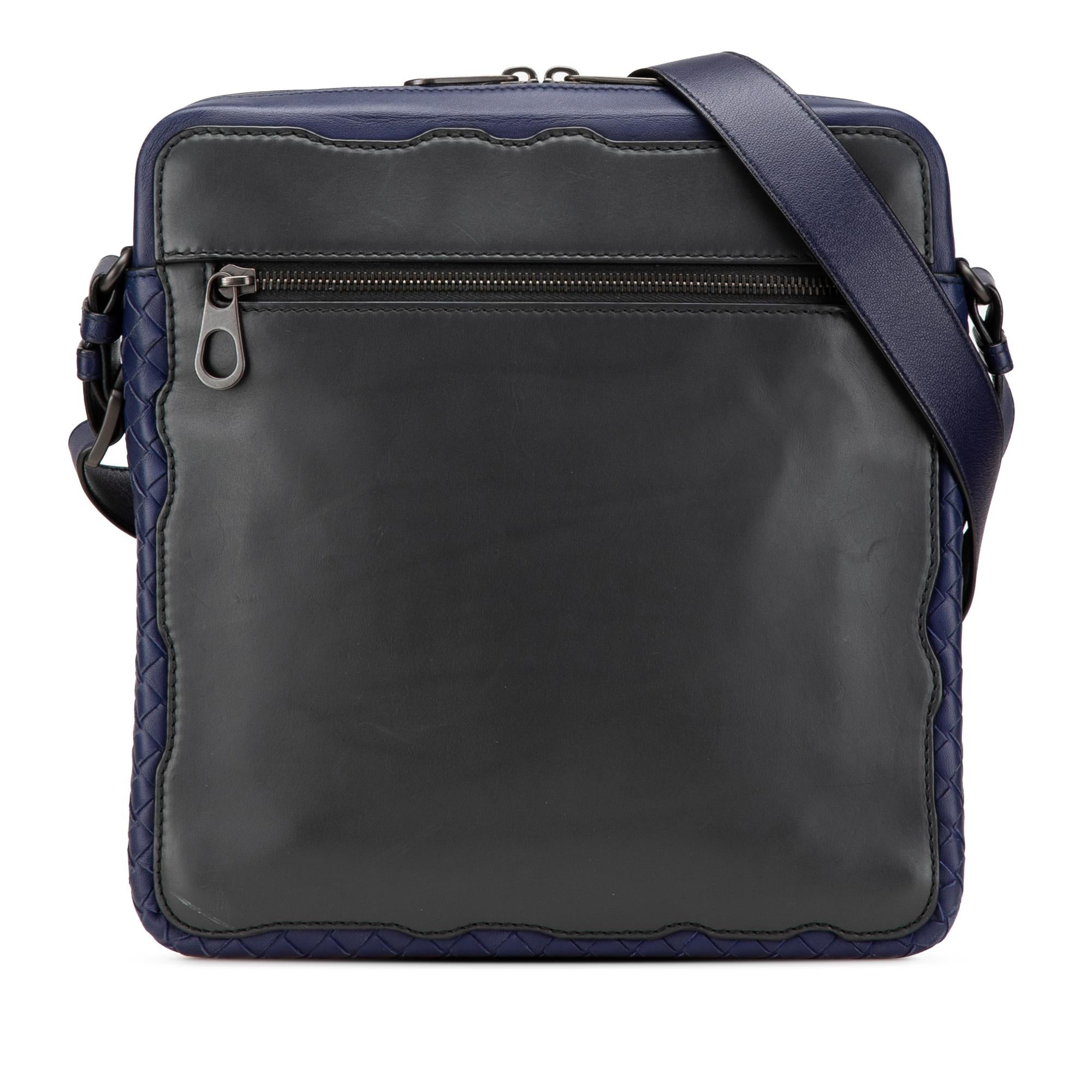 Bottega Veneta Intrecciato Trimmed Leather Crossbody
