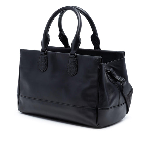 Bottega Veneta Intrecciato Trimmed Leather Ducale Top Handle Bag