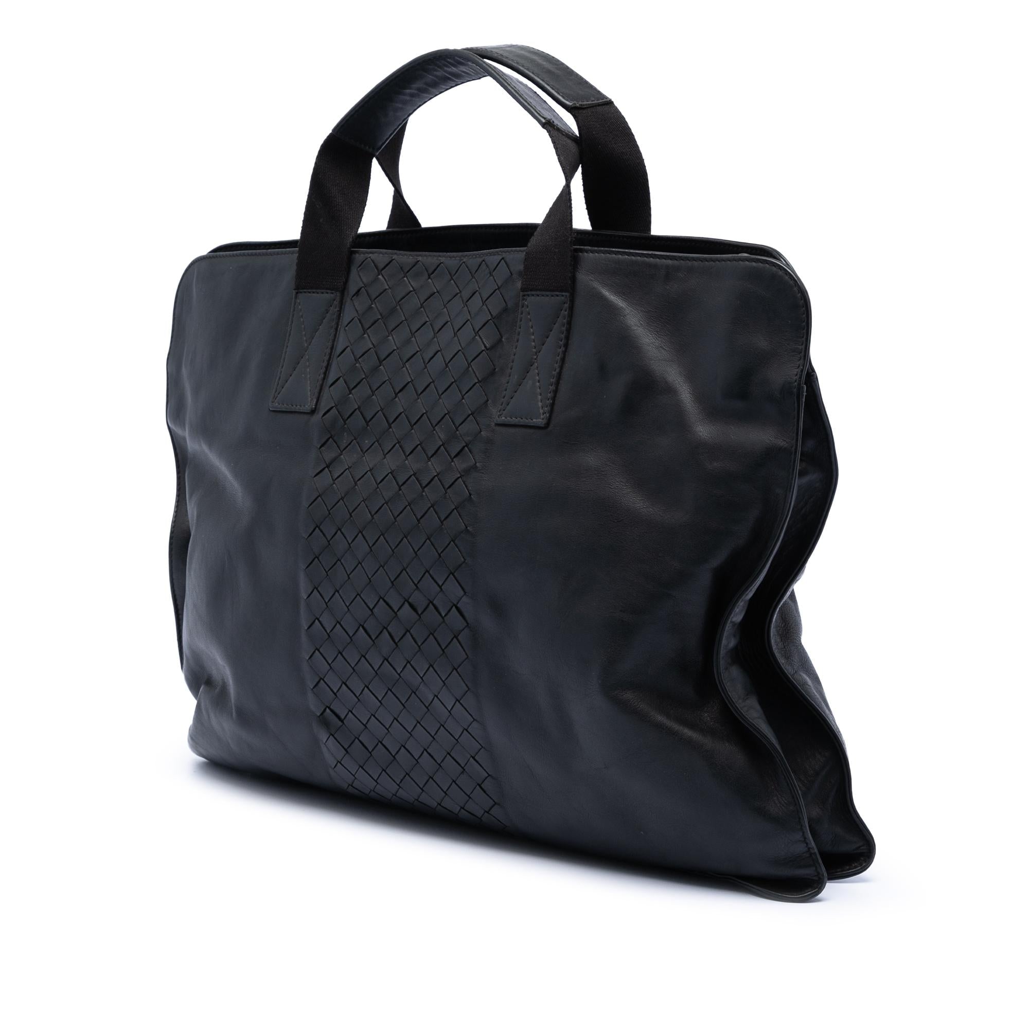 Bottega Veneta Intrecciato Trimmed Leather Soft Briefcase