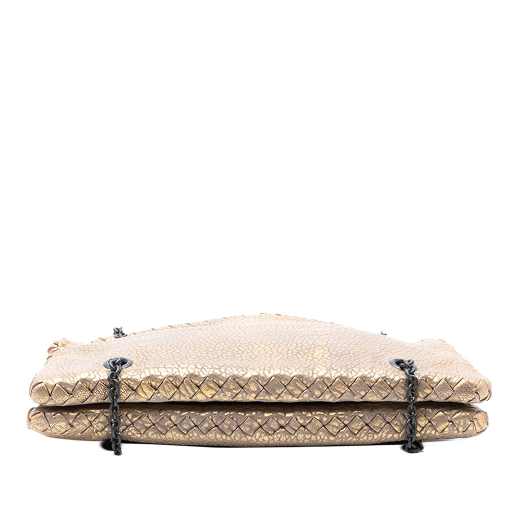 Bottega Veneta Intrecciato Trimmed Metallic Leather Duo Shoulder Bag