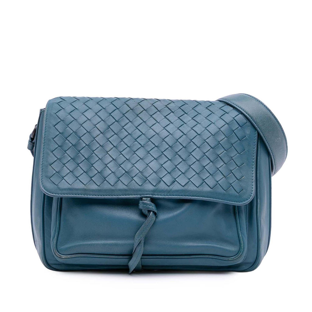 Bottega Veneta Intrecciato Trimmed Nappa Flap Crossbody