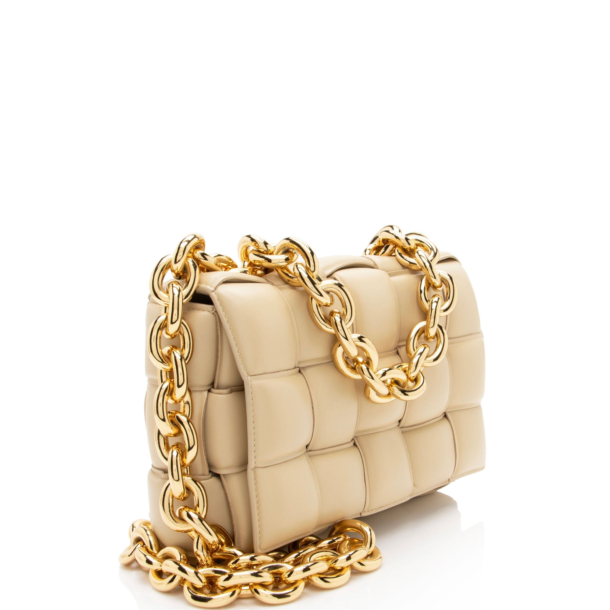 Bottega Veneta Lambskin Cassette Chain Maxi Shoulder Bag