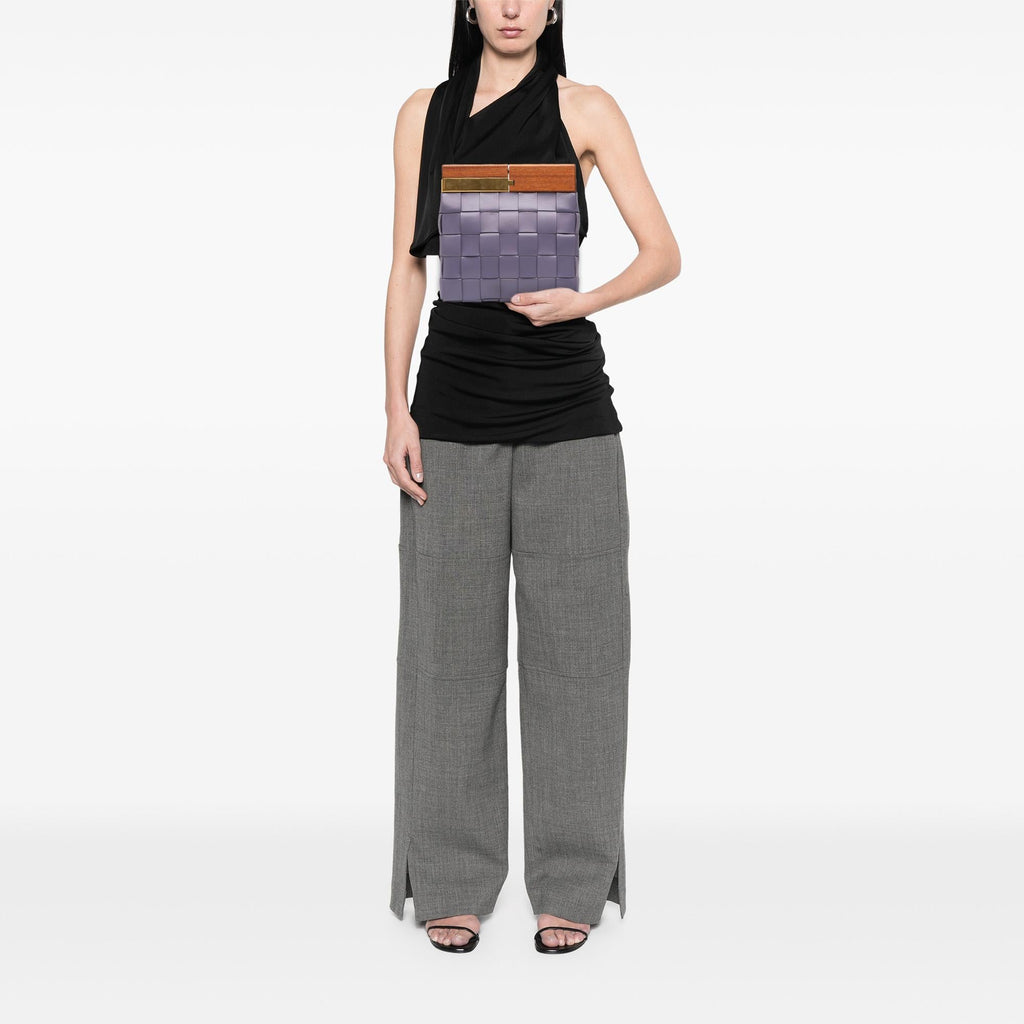 Bottega Veneta Lambskin Maxi Intrecciato The Snap Clutch