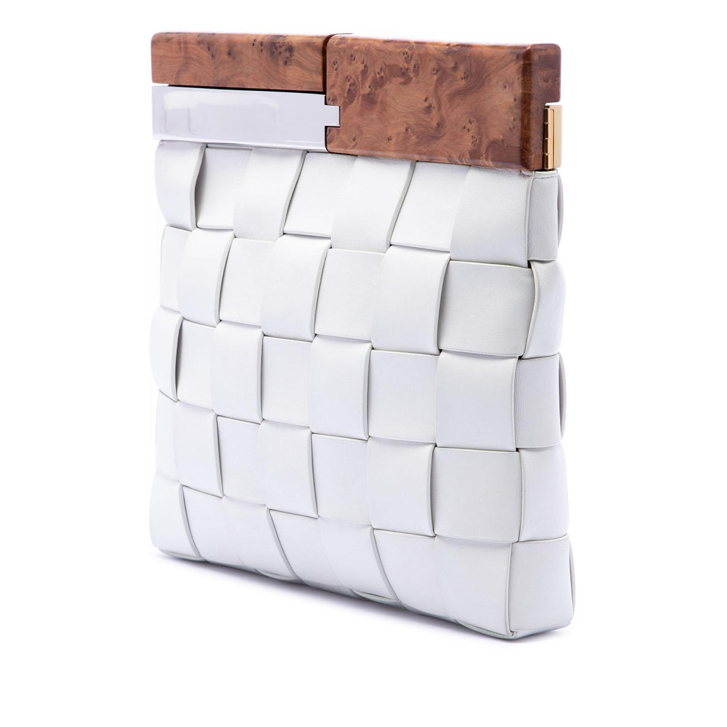 Bottega Veneta Lambskin Maxi Intrecciato The Snap Clutch