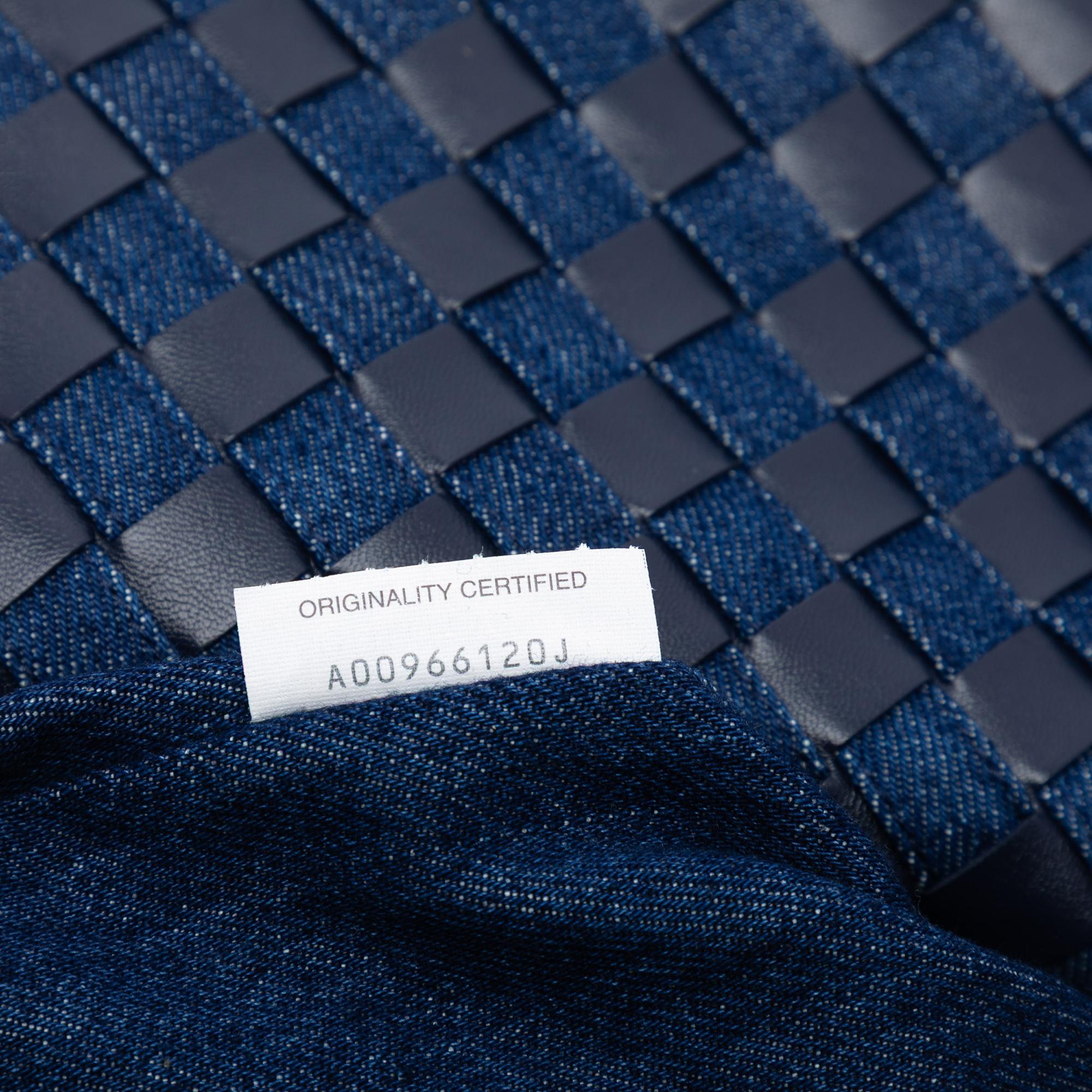 Bottega Veneta Large Calfskin and Denim Intrecciato Hop Hobo