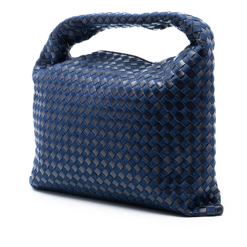 Bottega Veneta Large Calfskin and Denim Intrecciato Hop Hobo
