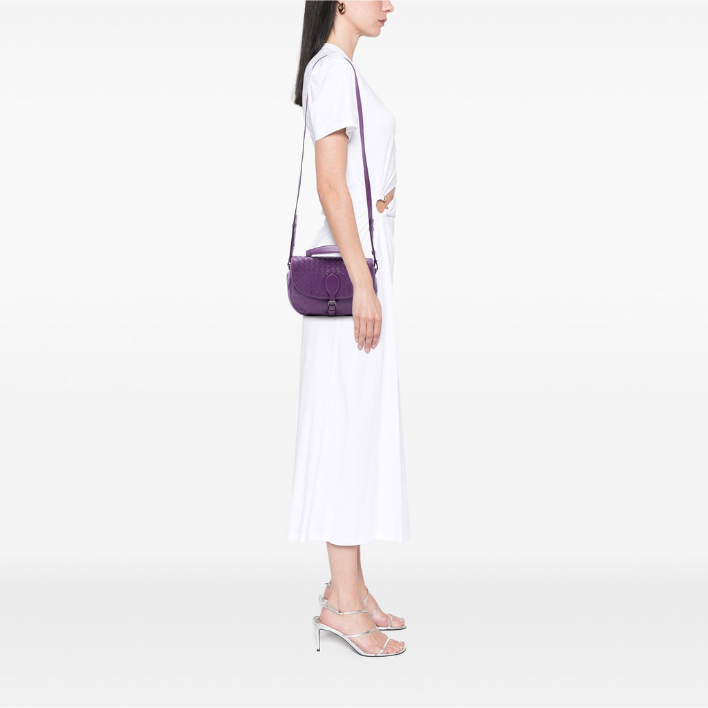 Bottega Veneta Leather Intrecciato Double Sided Flap Satchel