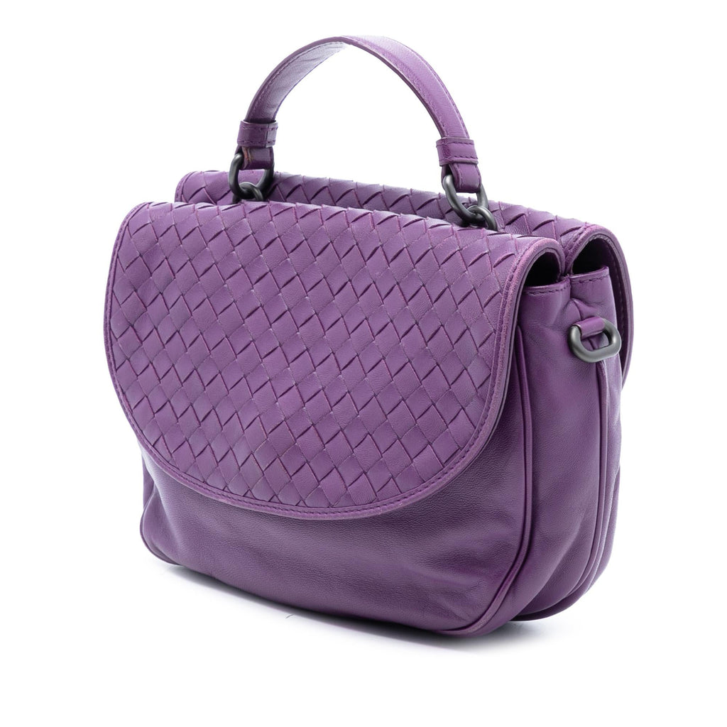Bottega Veneta Leather Intrecciato Double Sided Flap Satchel