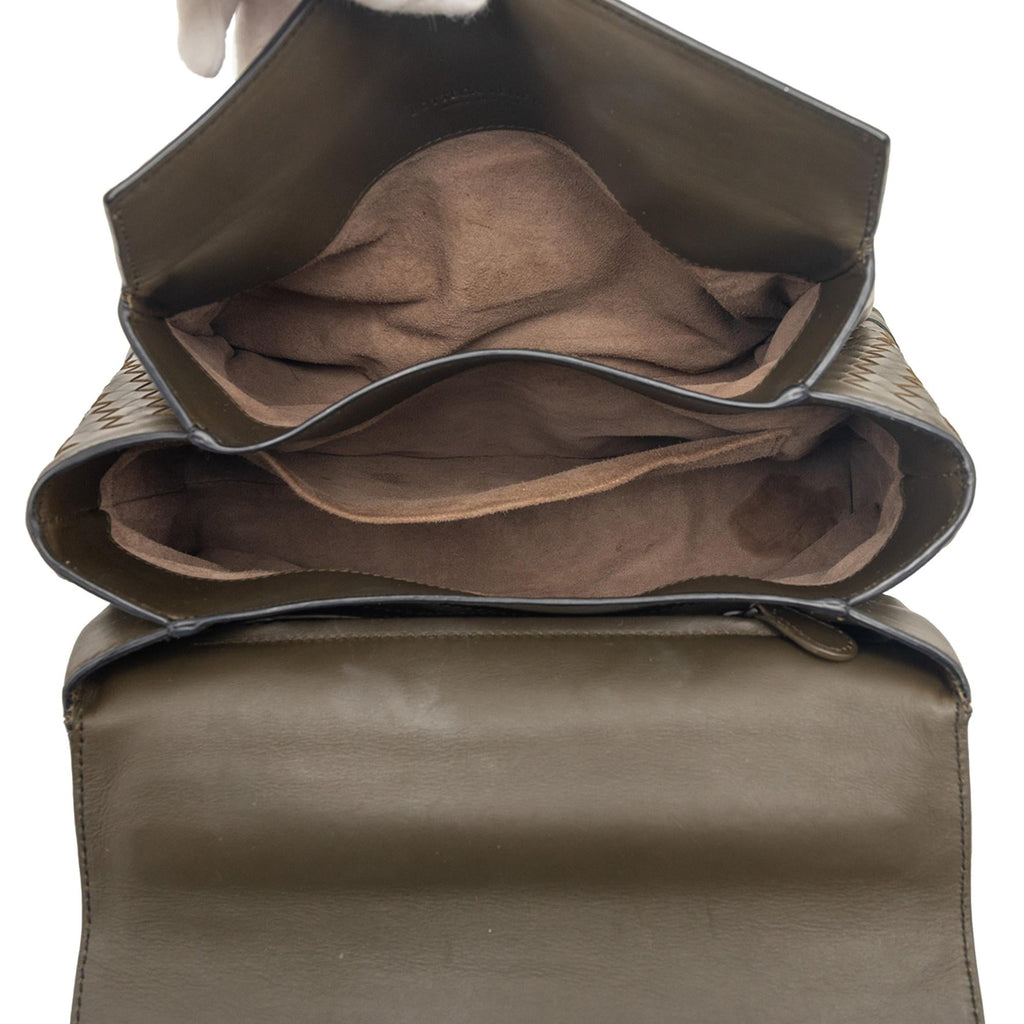 Bottega Veneta Medium Intrecciato Trimmed Nappa Piazza Satchel