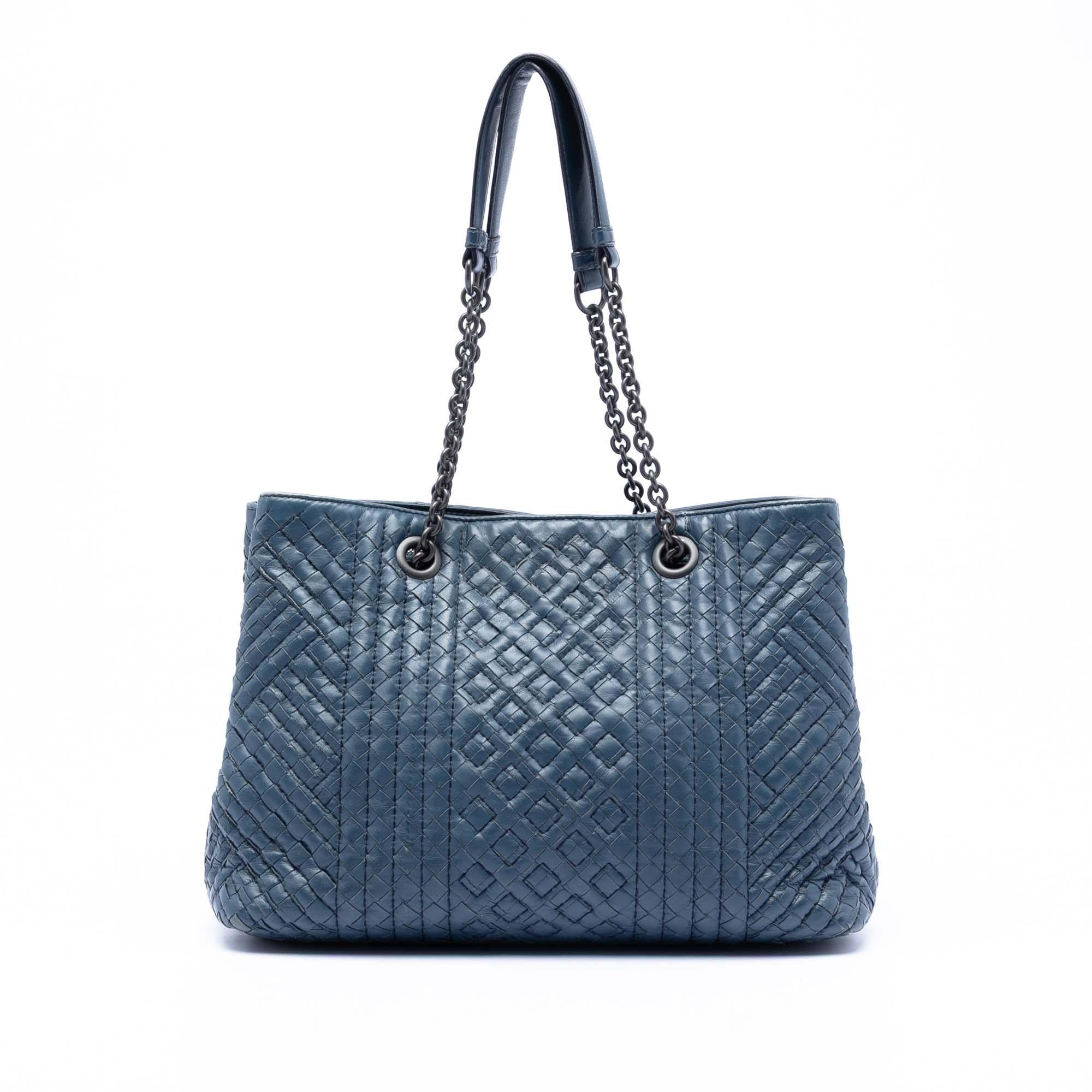 Bottega Veneta Medium Nappa Intrecciato Stitched Double Chain Tote