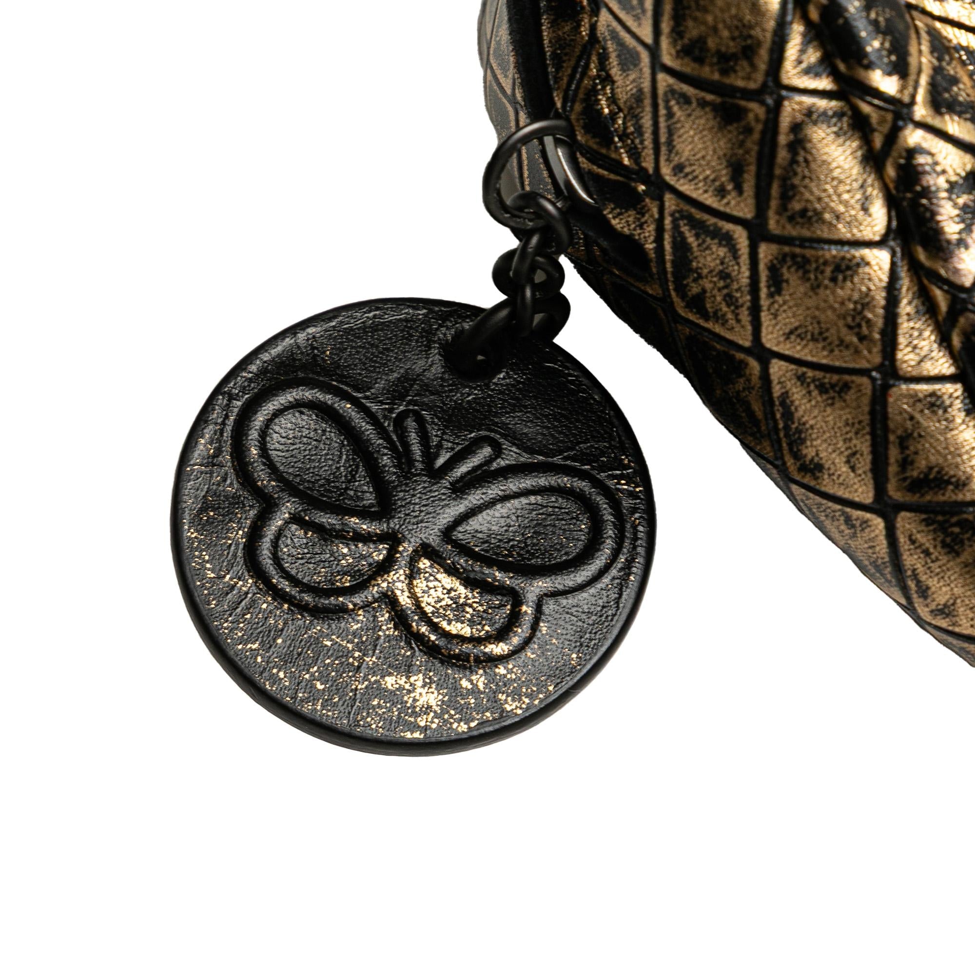 Bottega Veneta Metallic Calfskin Intrecciomirage Chain Flap Crossbody