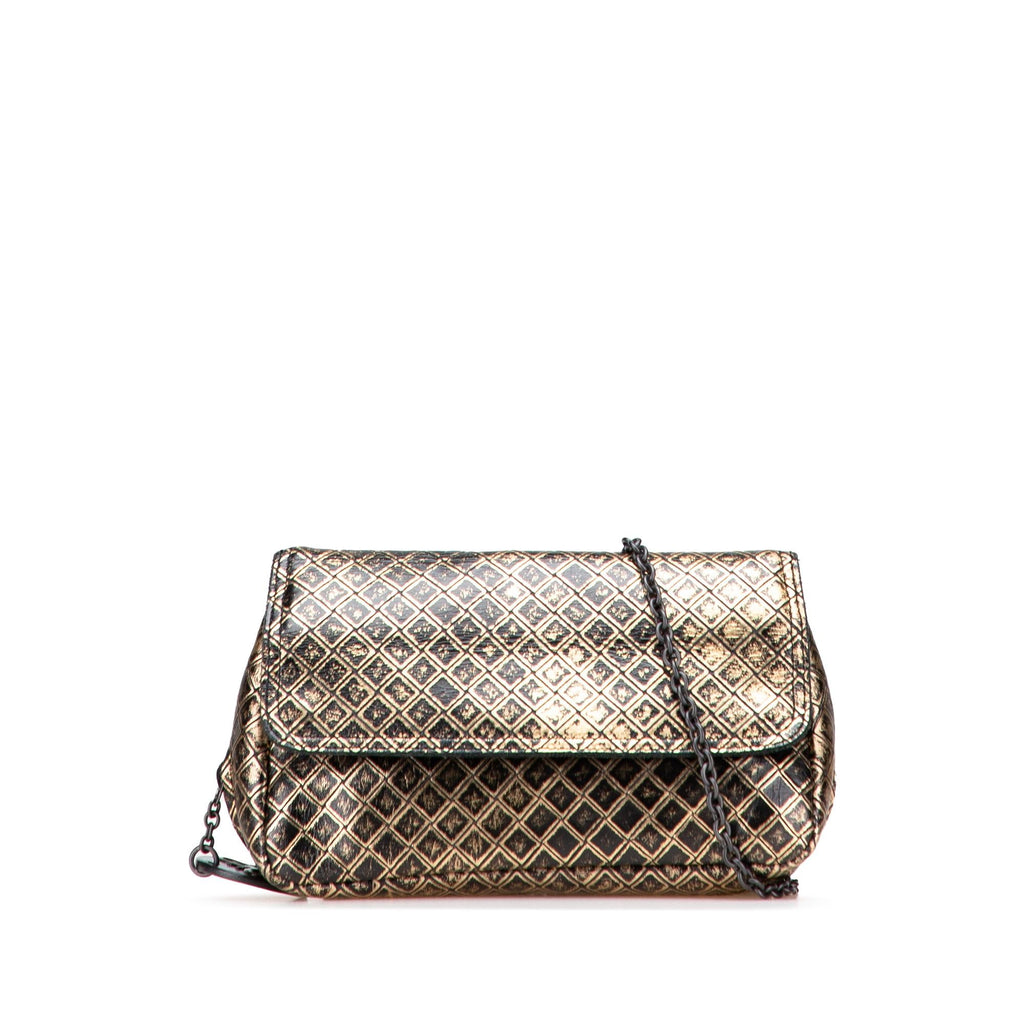 Bottega Veneta Metallic Calfskin Intrecciomirage Chain Flap Crossbody