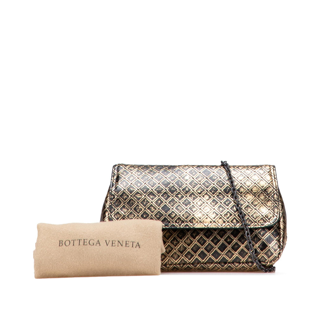 Bottega Veneta Metallic Calfskin Intrecciomirage Chain Flap Crossbody