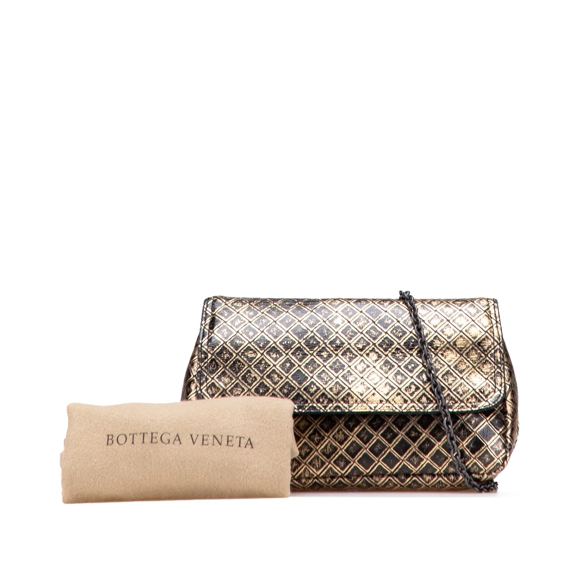 Bottega Veneta Metallic Calfskin Intrecciomirage Chain Flap Crossbody