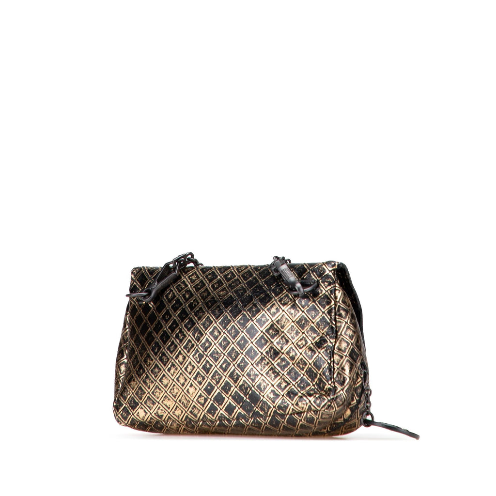 Bottega Veneta Metallic Calfskin Intrecciomirage Chain Flap Crossbody