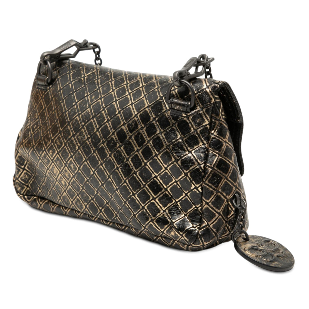 Bottega Veneta Metallic Calfskin Intrecciomirage Chain Flap Crossbody