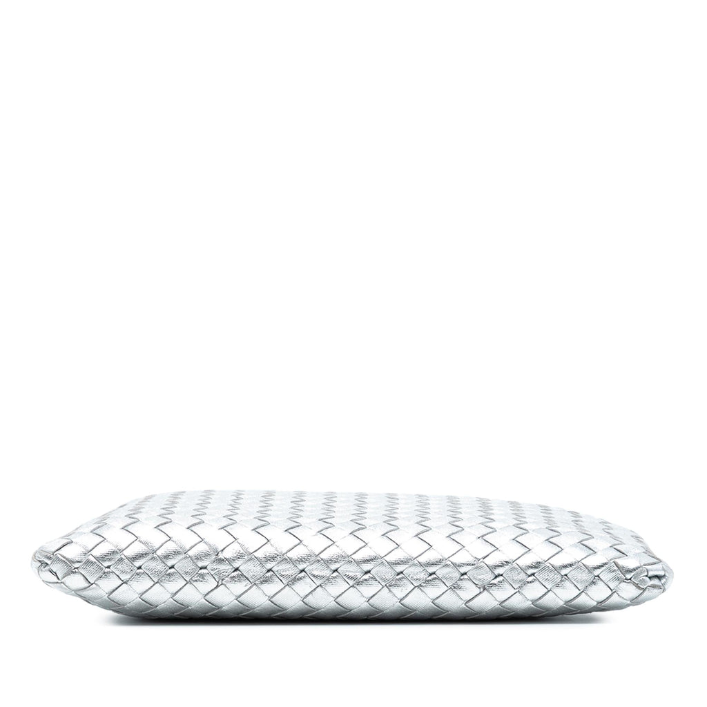 Bottega Veneta Metallic Leather Intrecciato Clutch