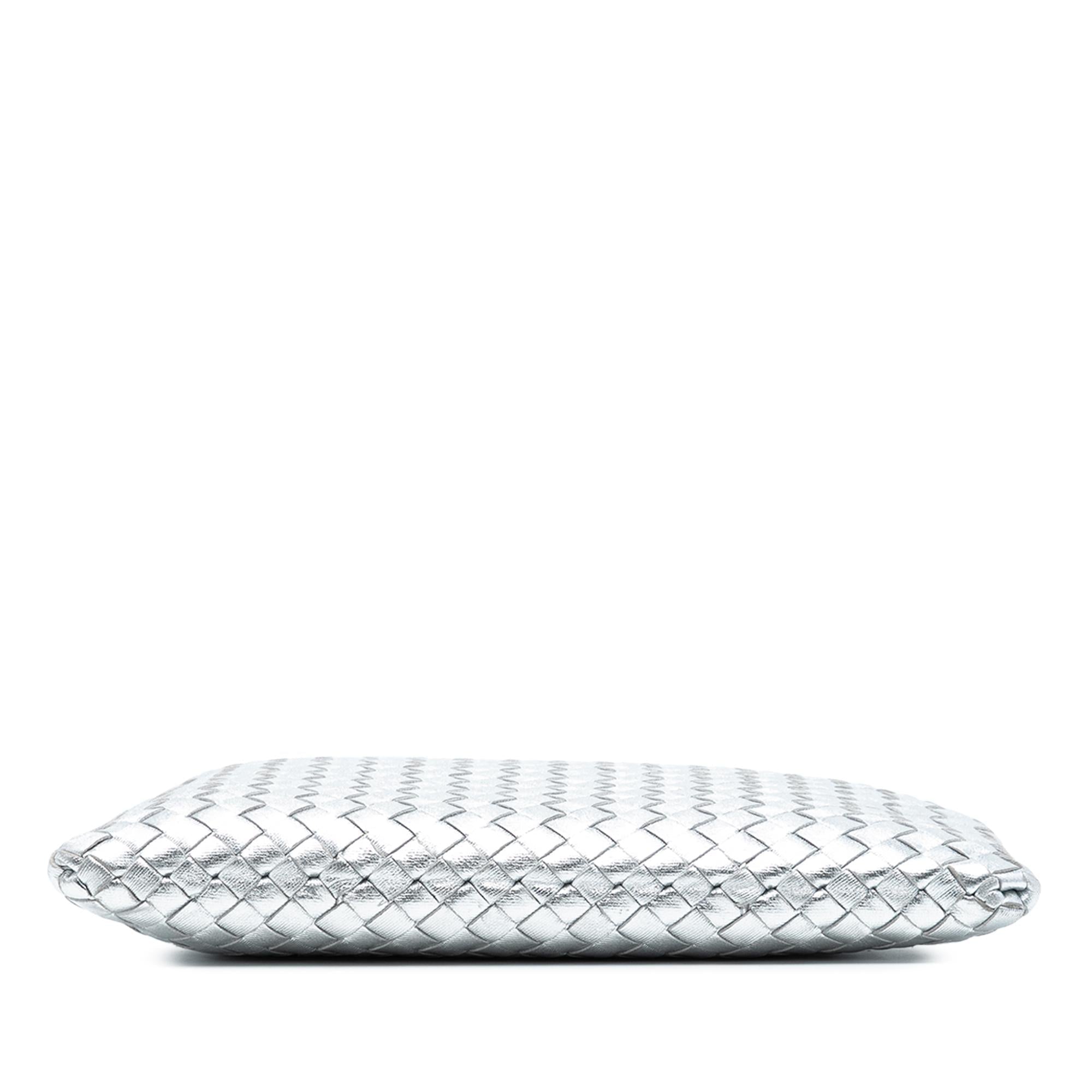 Bottega Veneta Metallic Leather Intrecciato Clutch