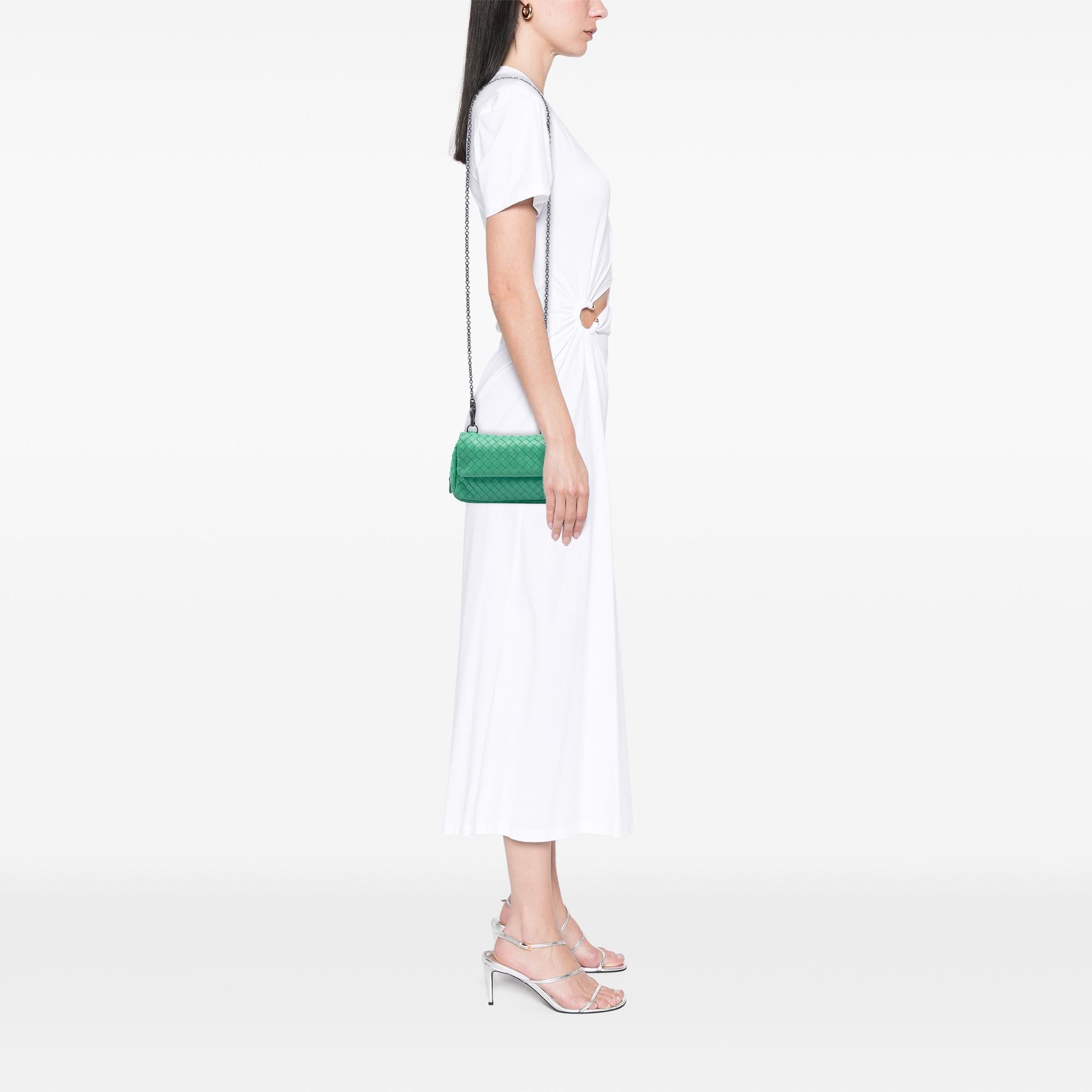 Bottega Veneta Mini Nappa Intrecciato Expandable Chain Flap Crossbody