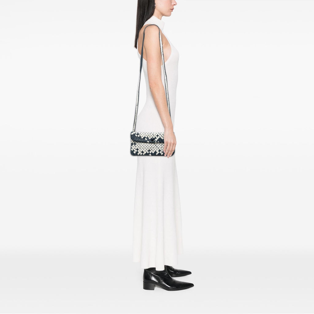 Bottega Veneta Mini Nylon and Nappa Intrecciato Turn Lock Crossbody