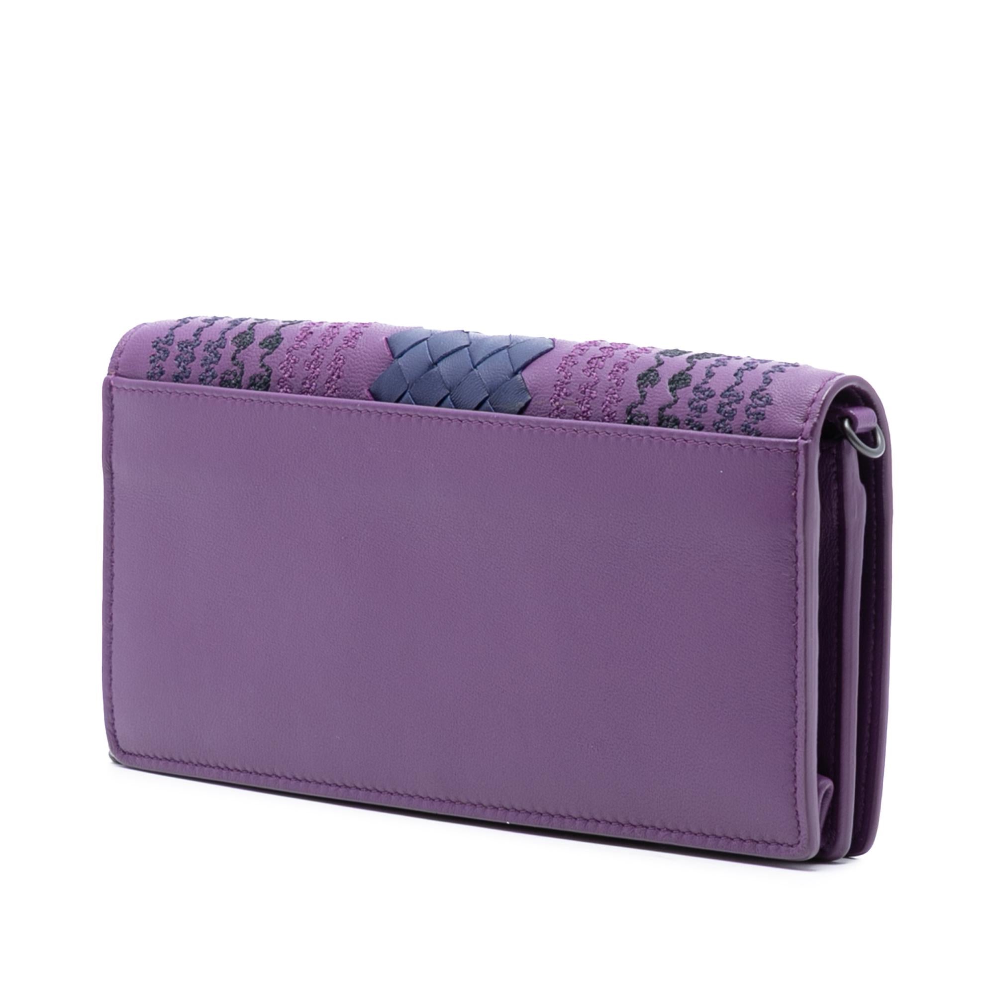 Bottega Veneta Nappa Intrecciato Embroidered Continental Wallet on Chain