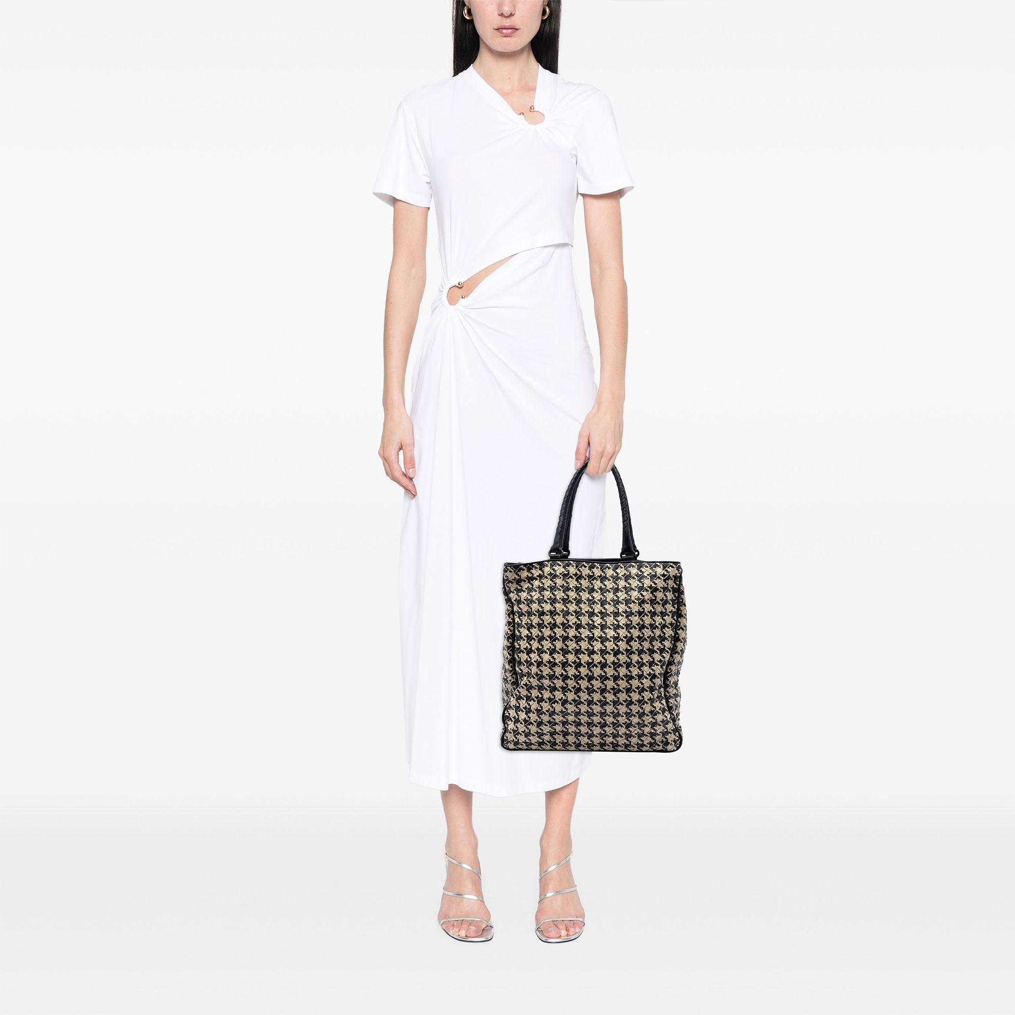 Bottega Veneta Nappa Intrecciato Houndstooth Vertical Tote