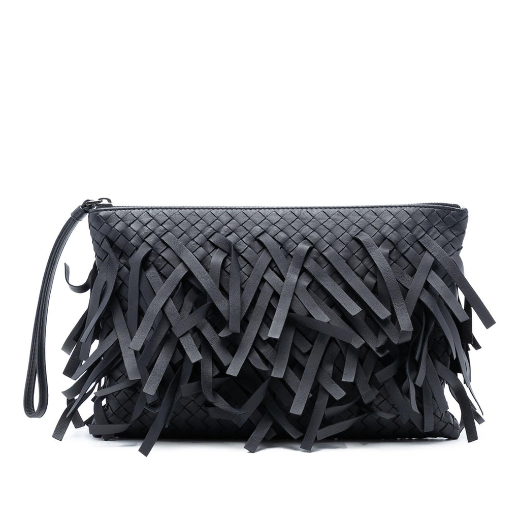 Bottega Veneta Nappa Intrecciato Palio Fringe Clutch