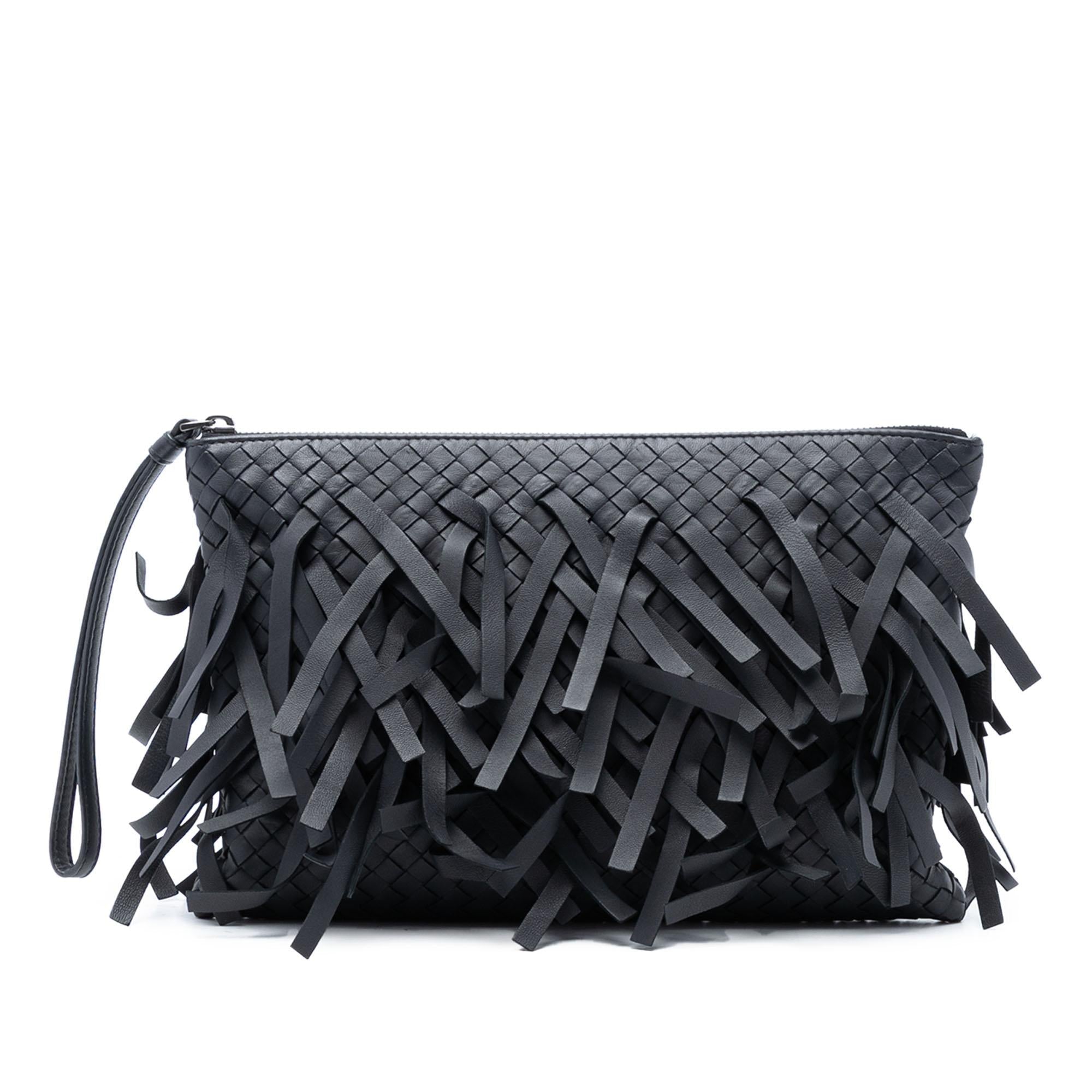 Bottega Veneta Nappa Intrecciato Palio Fringe Clutch