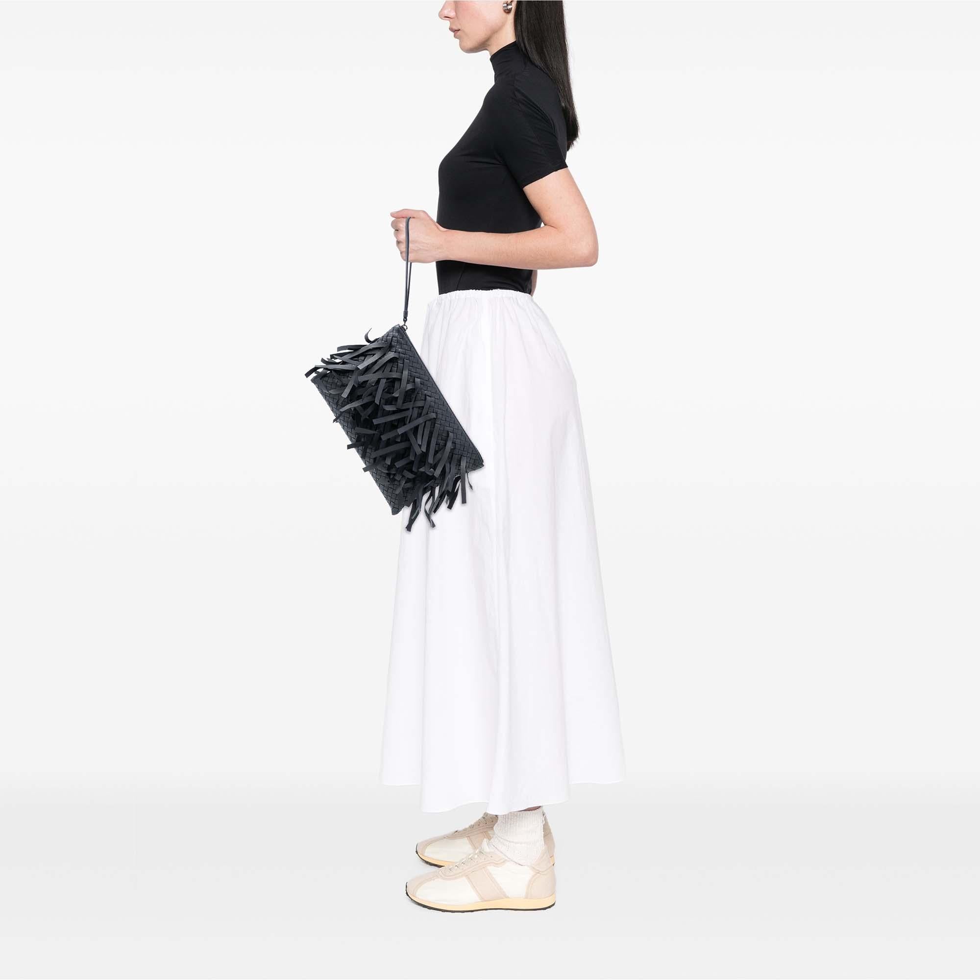 Bottega Veneta Nappa Intrecciato Palio Fringe Clutch