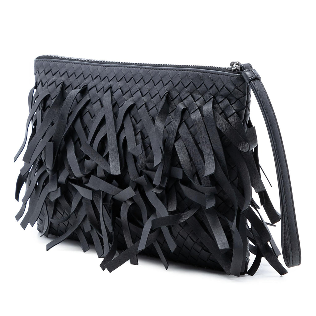 Bottega Veneta Nappa Intrecciato Palio Fringe Clutch