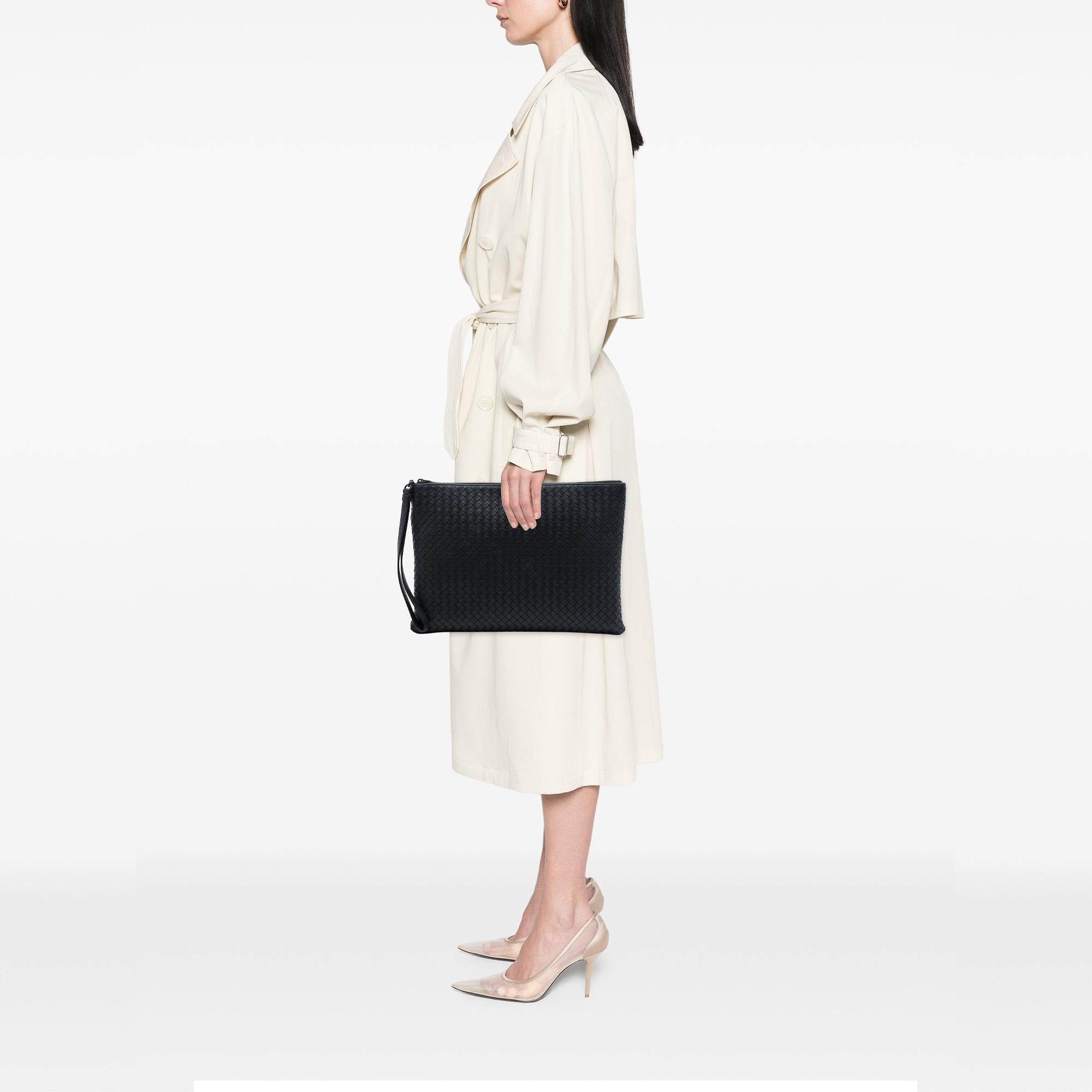Bottega Veneta Nappa Intrecciato Wristlet Zip Clutch