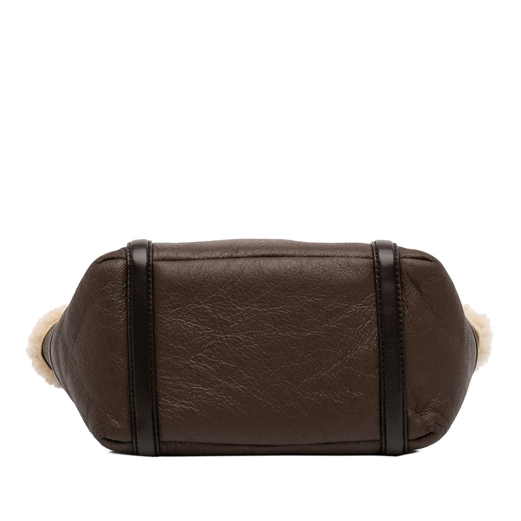 Bottega Veneta Shearling Trimmed Leather Clutch