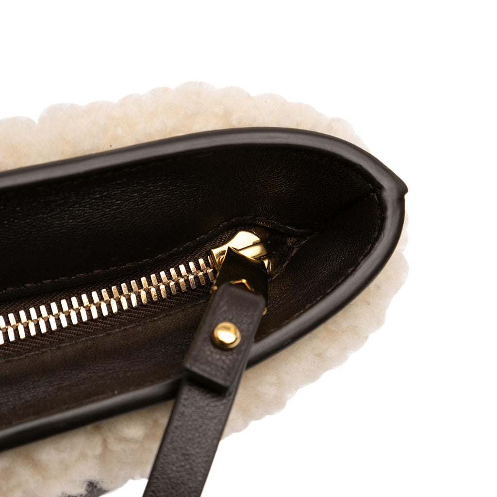 Bottega Veneta Shearling Trimmed Leather Clutch