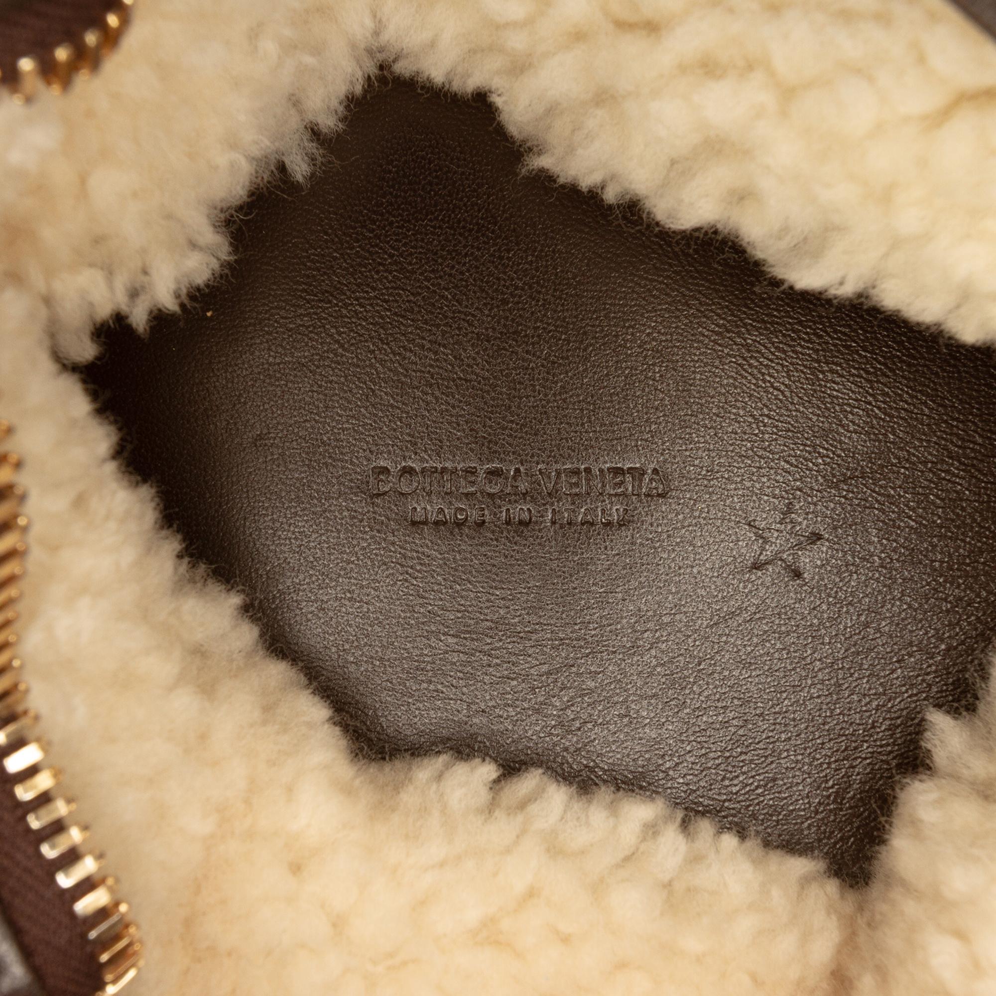 Bottega Veneta Shearling Trimmed Leather Clutch