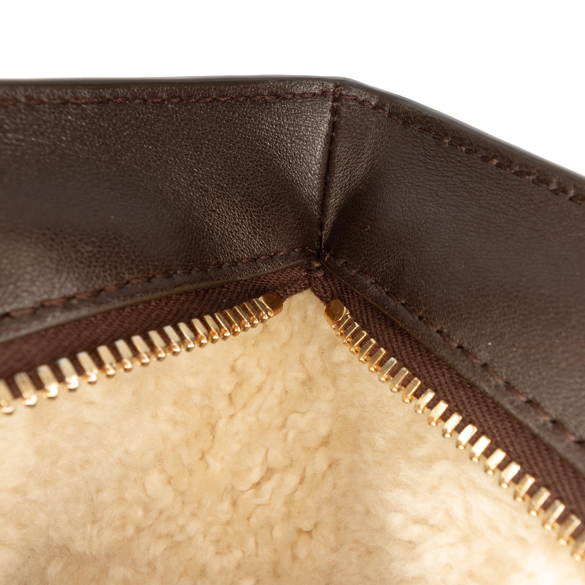 Bottega Veneta Shearling Trimmed Leather Clutch
