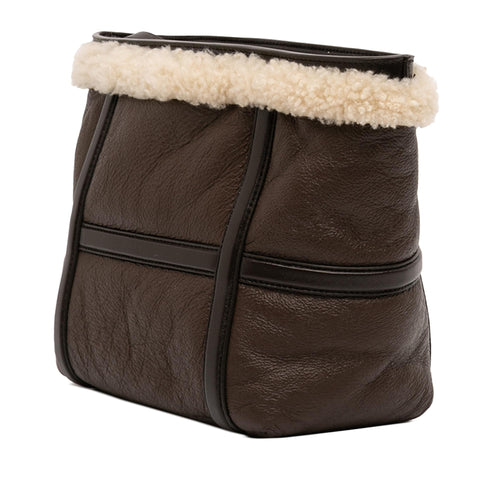 Bottega Veneta Shearling Trimmed Leather Clutch