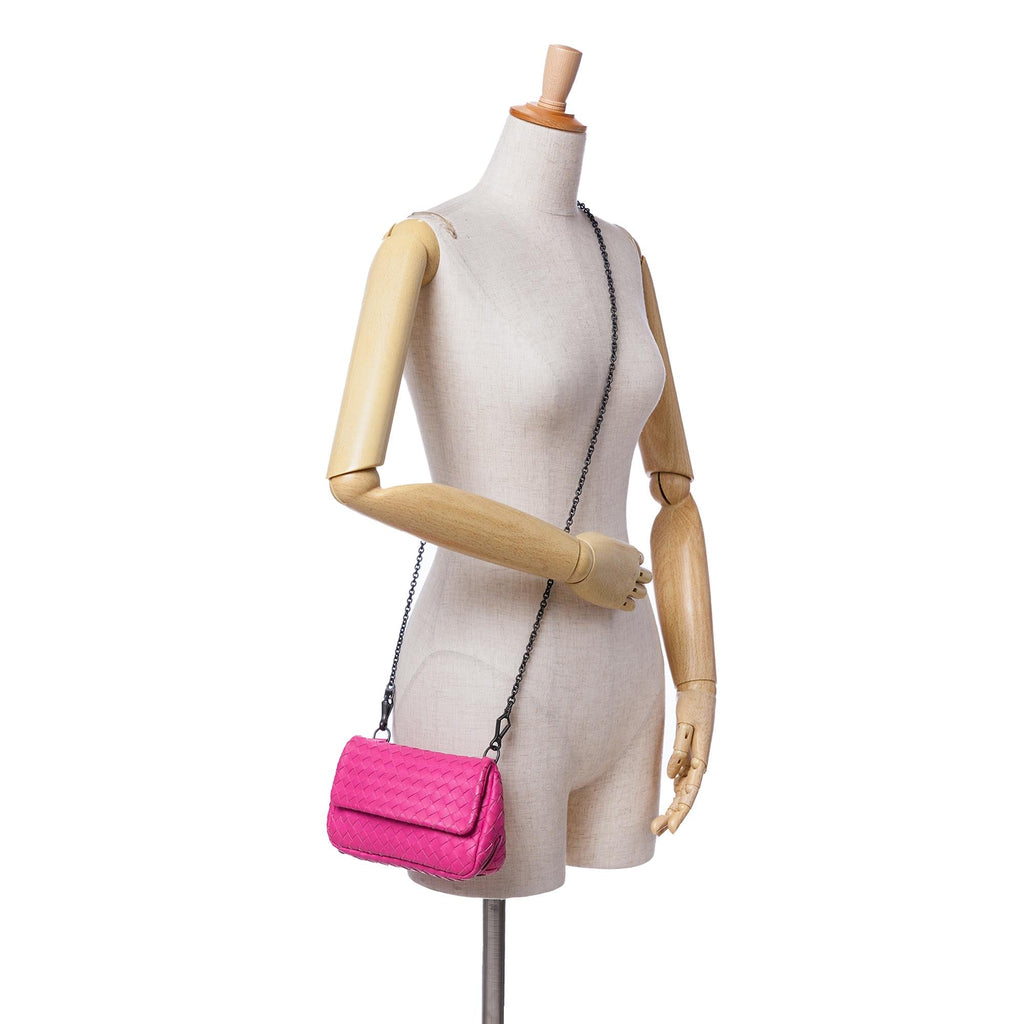 Bottega Veneta Small Calfskin Intrecciomirage Embossed Butterfly Chain Crossbody