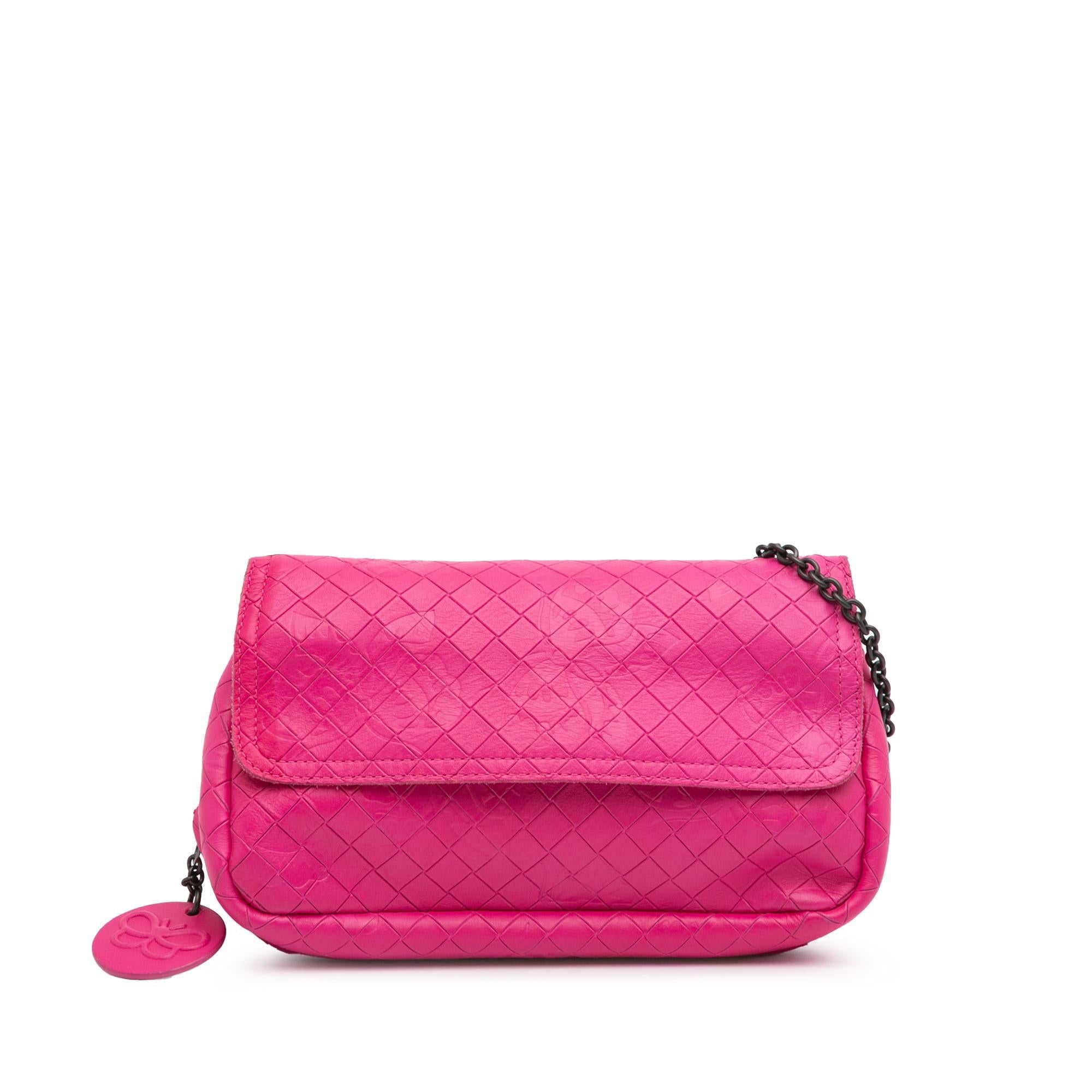 Bottega Veneta Small Calfskin Intrecciomirage Embossed Butterfly Chain Crossbody