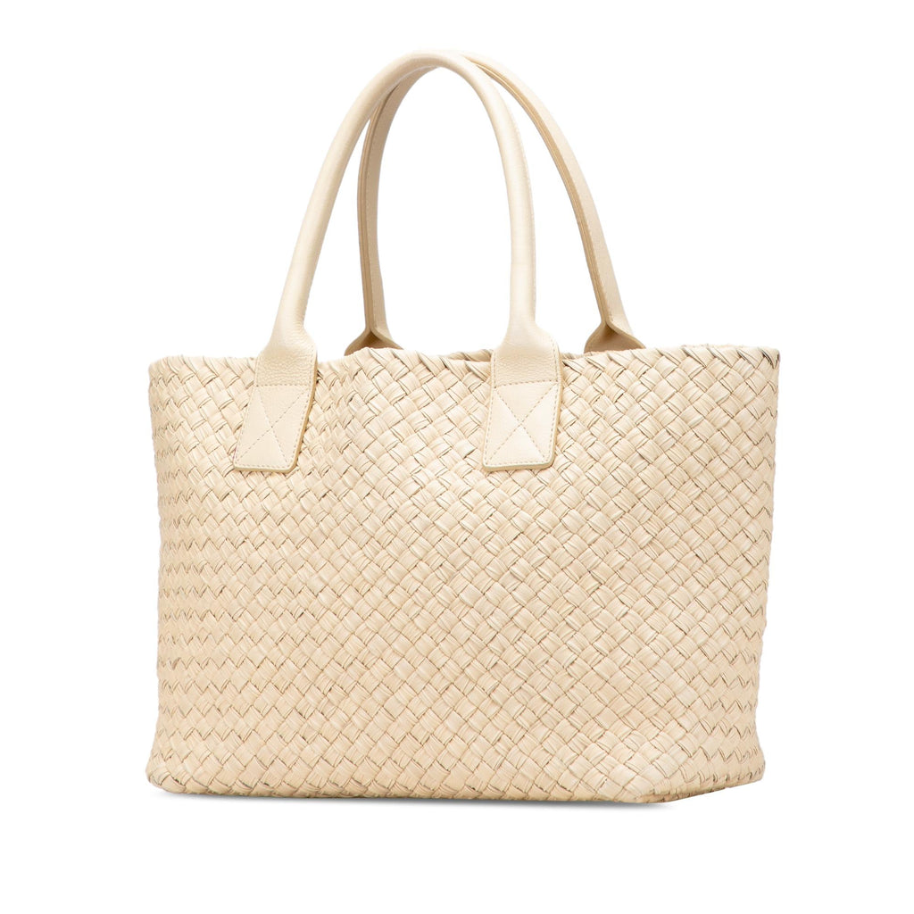 Bottega Veneta Small Lambskin Intreccio Cabat Tote