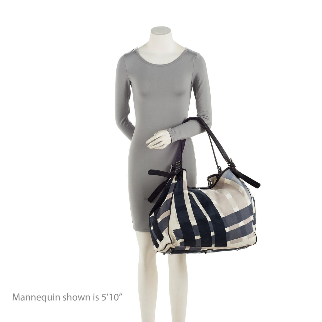 Burberry Brushstroke Mega Check Canvas Large Shopper Tote (SHF-23207)
