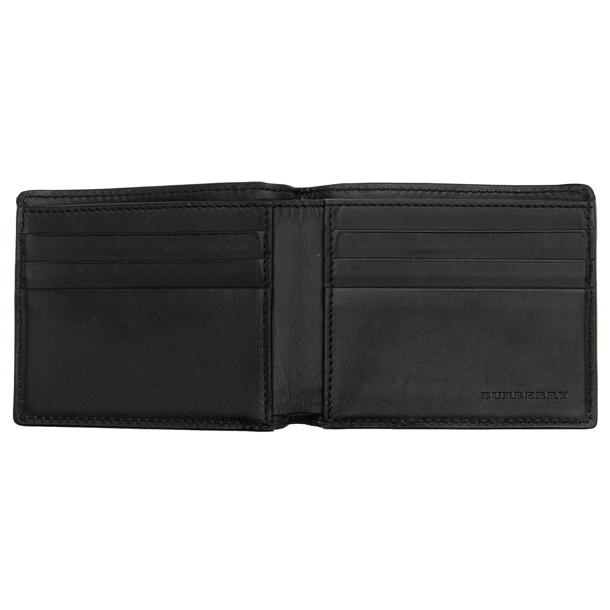 Burberry Calfskin House Check Bi-Fold Wallet (SHF-a1iZNa)