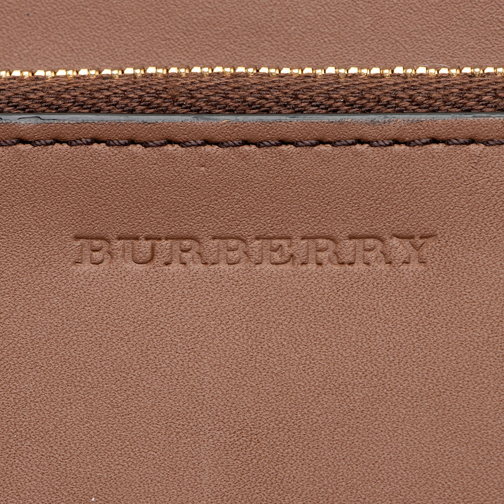 Burberry Calfskin House Check Renfrew Zip Around Wallet